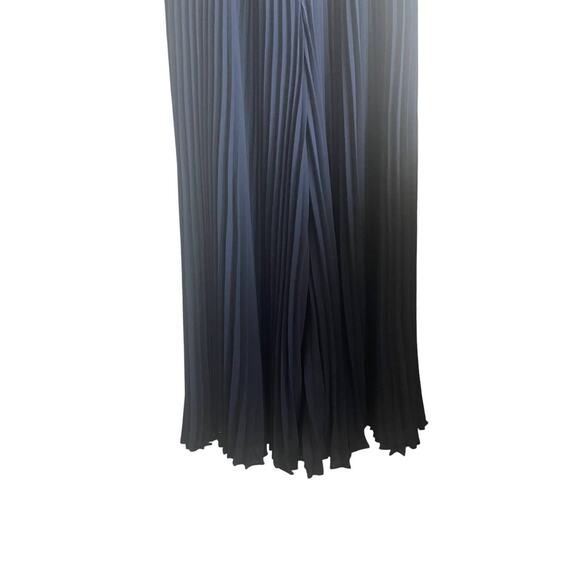 Club Monaco Jumpsuit 4 Navy Pleated Wide Leg Chic Glam Evening, Luxury Satiny - Picture 10 of 13